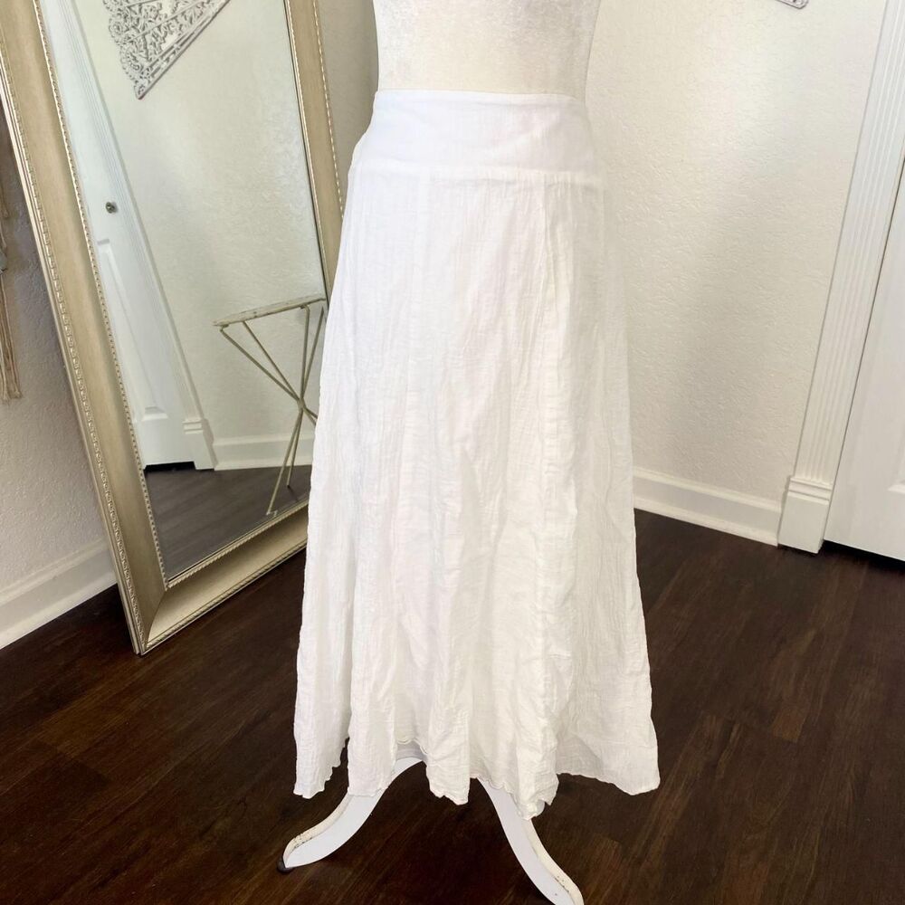 Dressbarn Made in USA Boho Cottage Core White Cotton Midi Maxi Skirt S - Picture 3 of 6